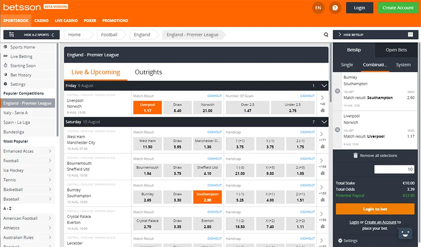 Betsson Captura de pantalla 2